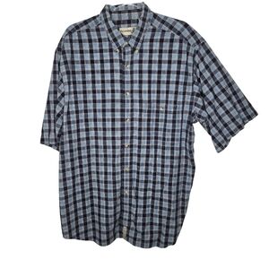 Fieldmaster Blue Plaid Cotton Shirt Size XL Button Down Pocket Cabincore Bloke